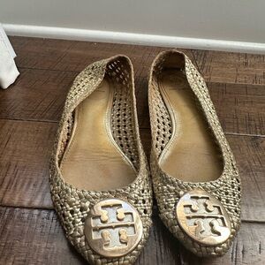Tory Burch Metallic Gold Loafers